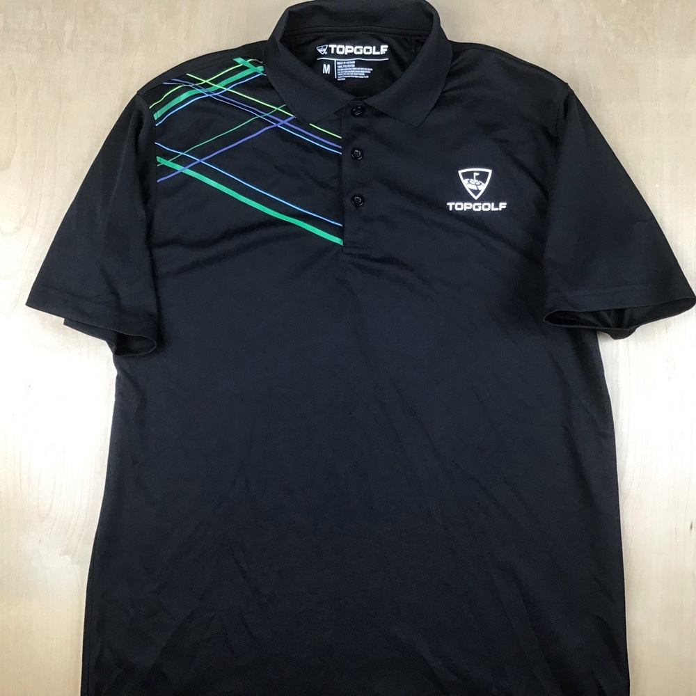 TopGolf Mens Medium Performance Polo Shirt Black
